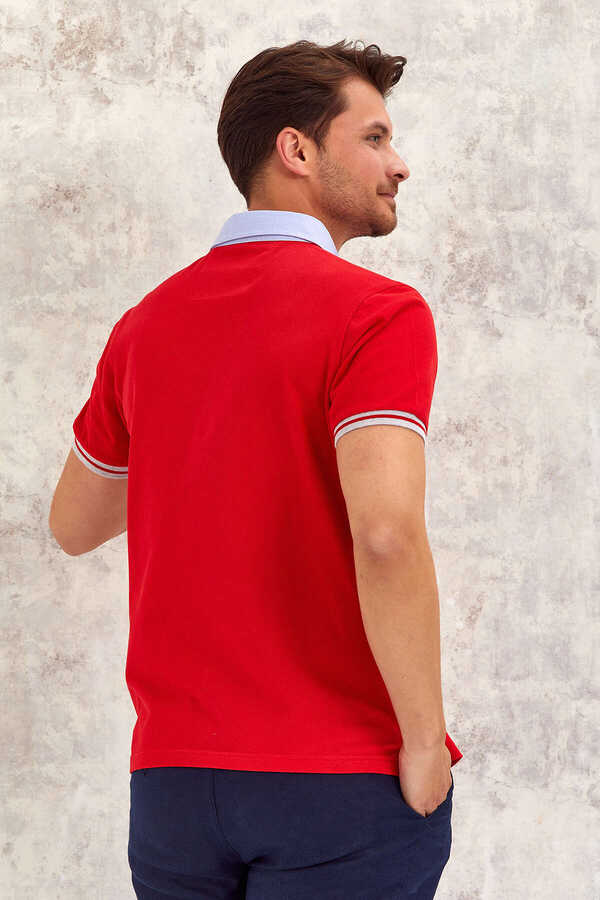 Kırmızı Polo Yaka Tişört - 7