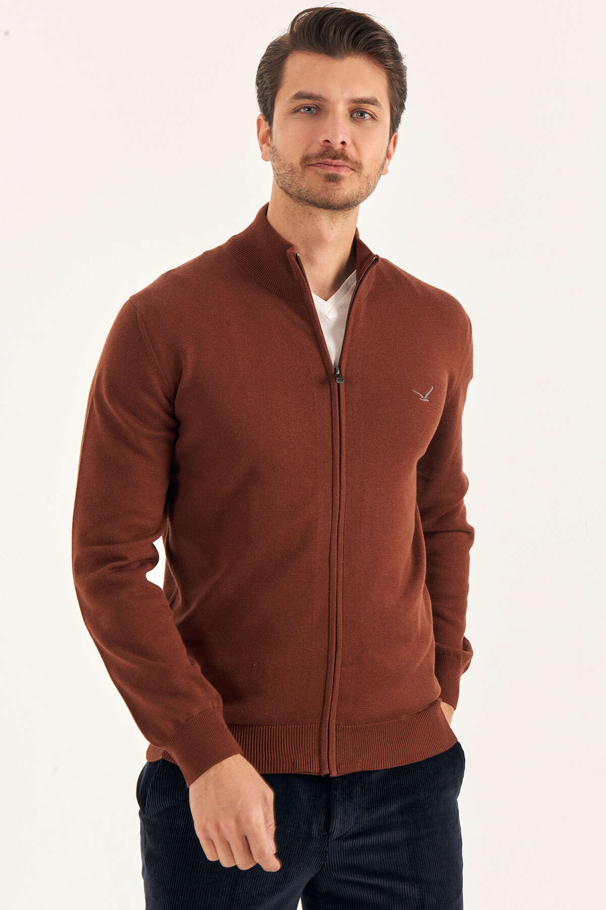 Tile Zipper Knitwear Jacket - SMILE