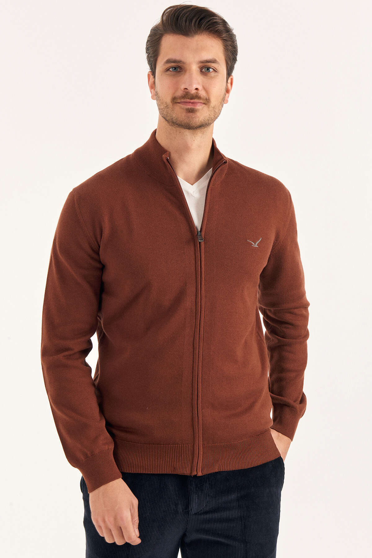 Tile Zipper Knitwear Jacket - SMILE (2)