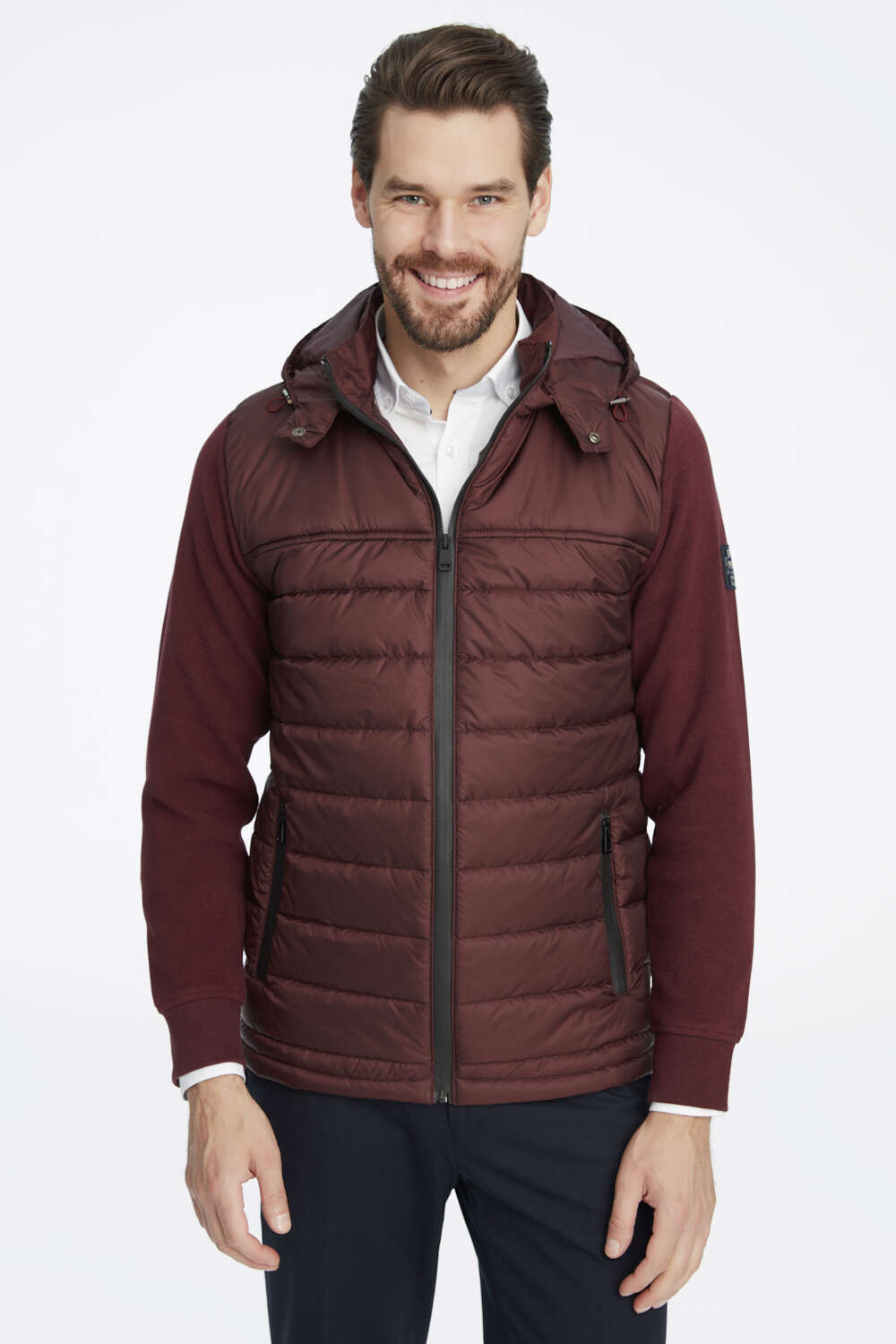 Bordo Kapüşonlu Ceket - SMILE (2)