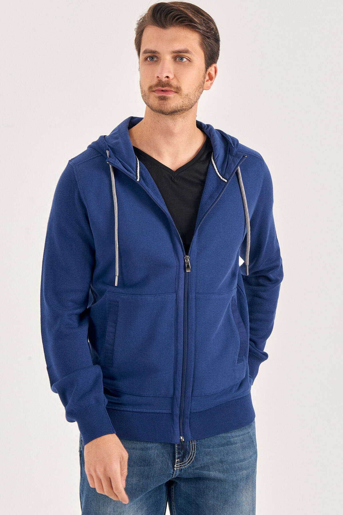 İndigo Kapüşonlu Sweatshirt - SMILE (2)