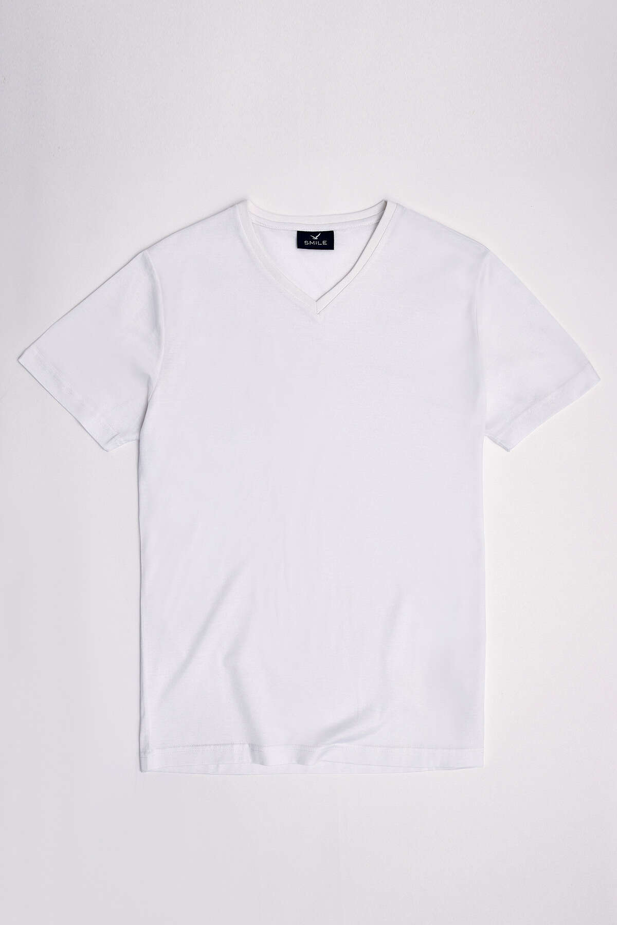 MERCUNI MERCERISED V NECK T- SHIRT - WHITE - SMILE (2)