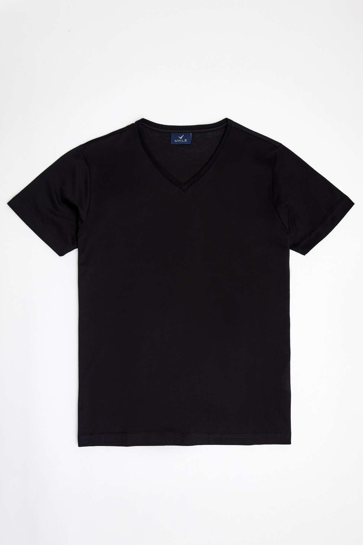 MERCUNI MERCERRISED V NECK T- SHIRT - BLACK - SMILE (2)