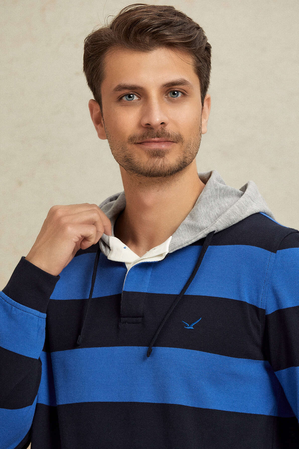 Lacivert - Royal Kapüşonlu Erkek Sweatshirt - SMILE (2)