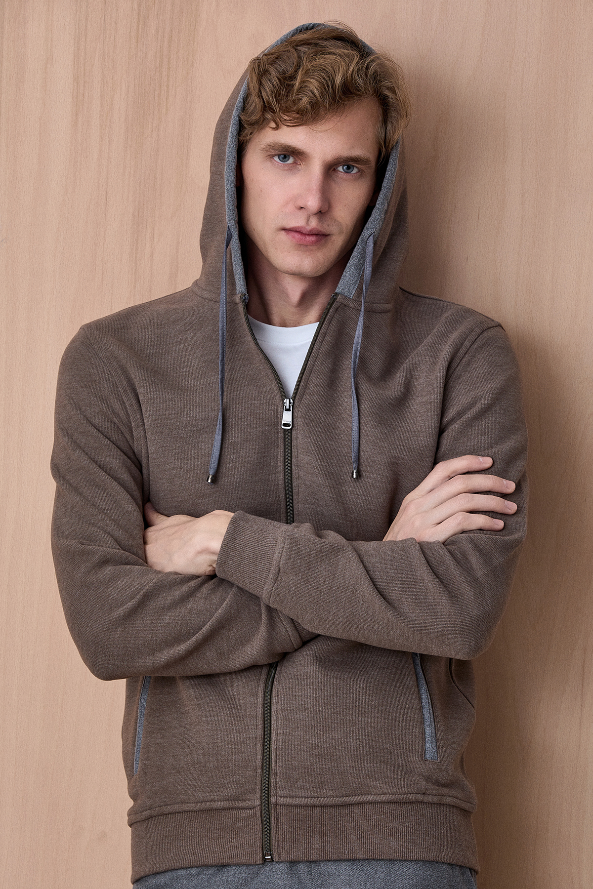 Koyu Bej Pamuklu Sweatshirt - SMILE