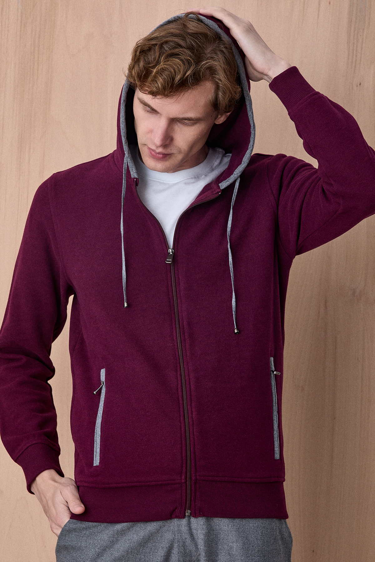Bordo Pamuklu Sweatshirt - SMILE