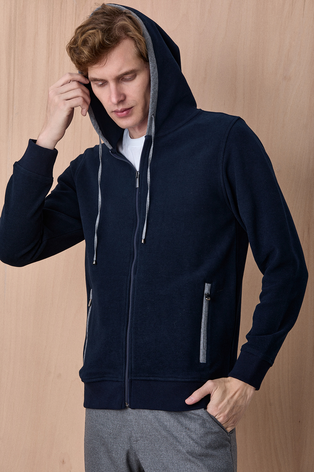 Lacivert Pamuklu Sweatshirt - SMILE