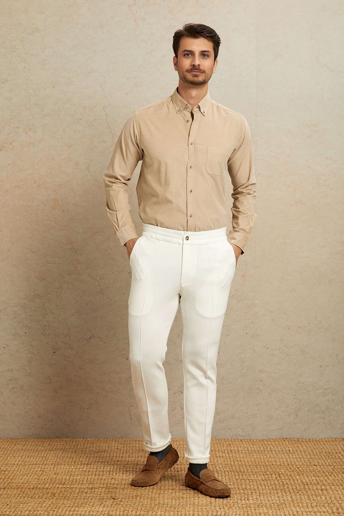 Kırık Beyaz Sweat Pantolon - SMILE (2)