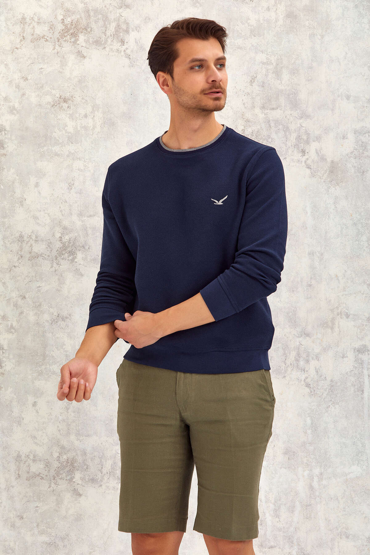 Lacivert Yuvarlak Yaka Sweatshirt - SMILE (2)