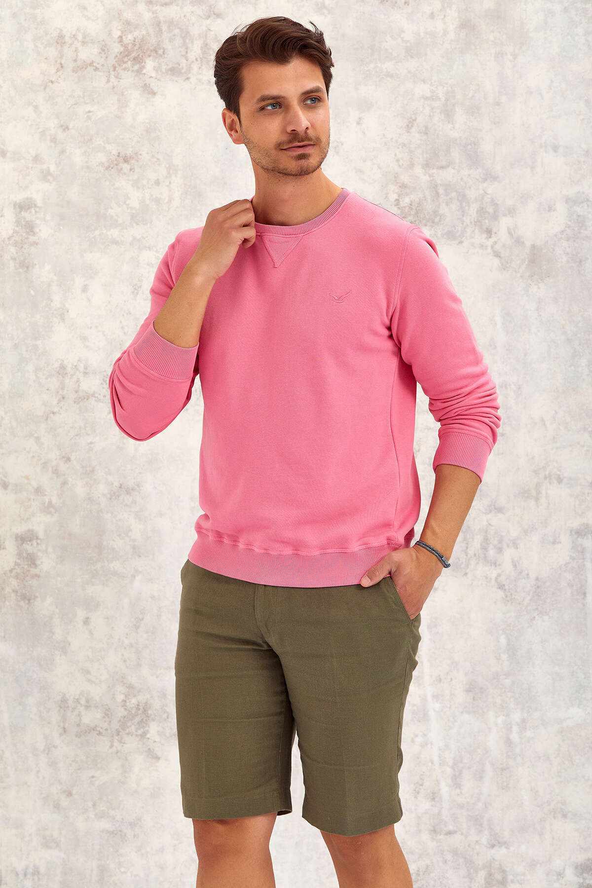 Pembe Yuvarlak Yaka Sweatshirt - SMILE (2)