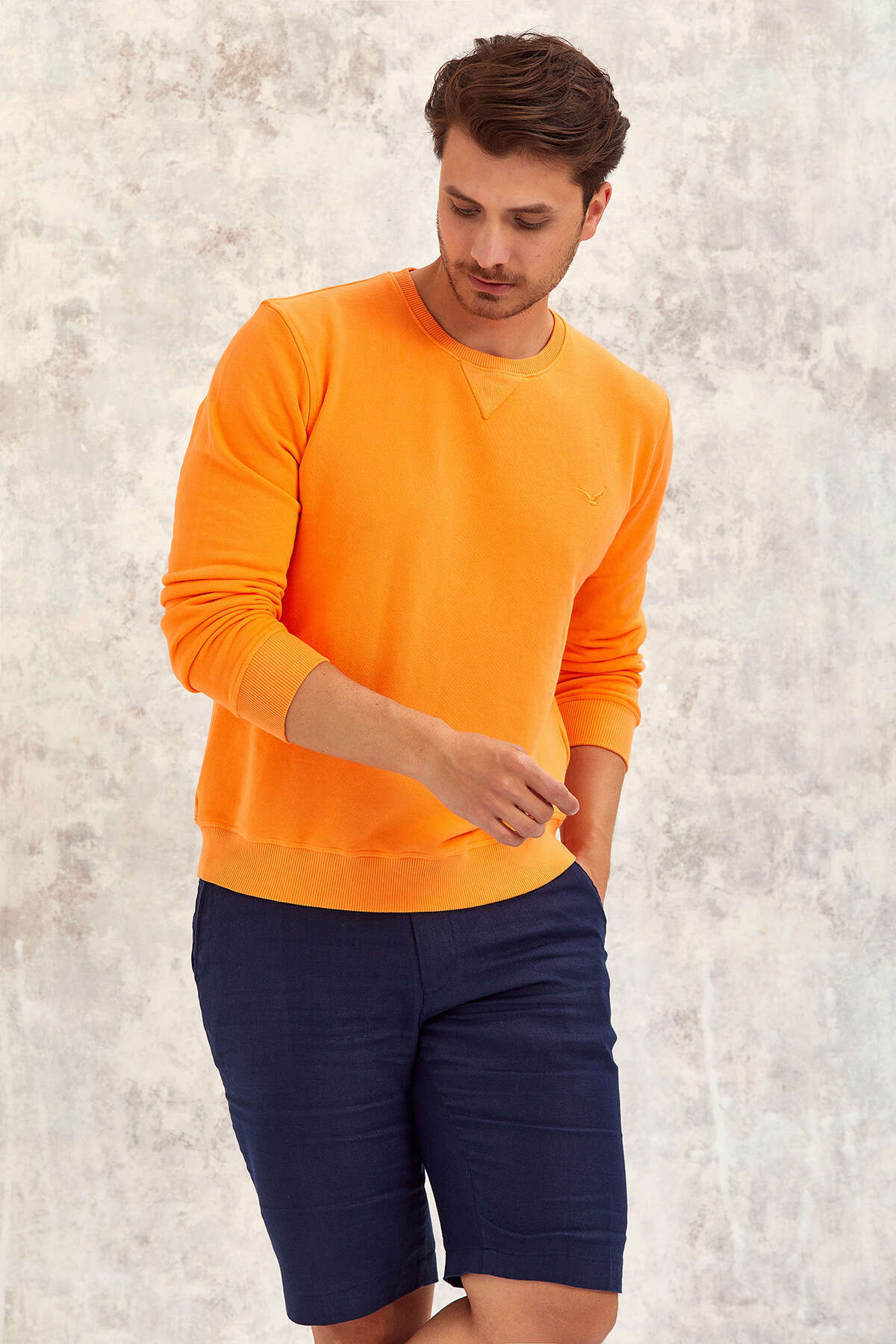 Turuncu Yuvarlak Yaka Sweatshirt - SMILE (2)