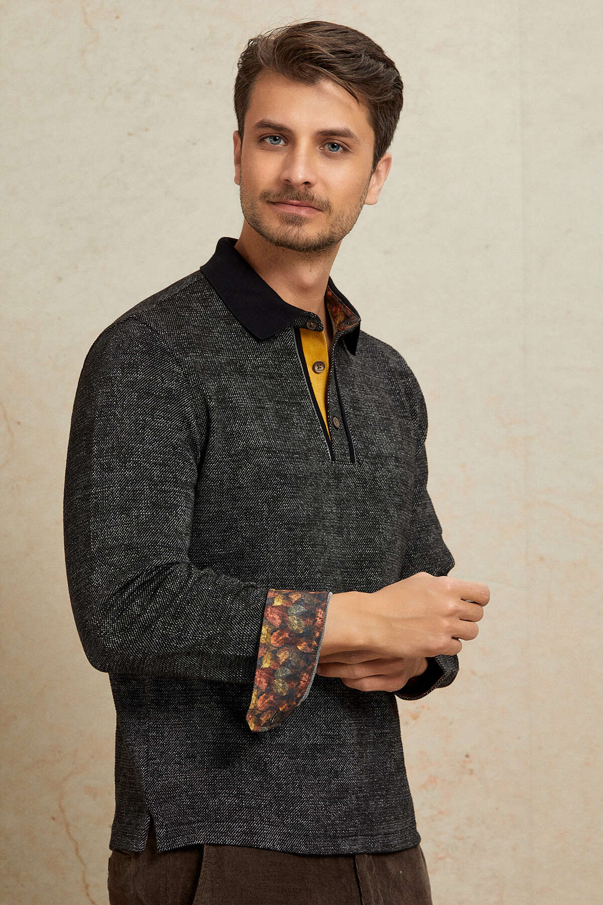 Siyah Polo Sweatshirt - SMILE (2)