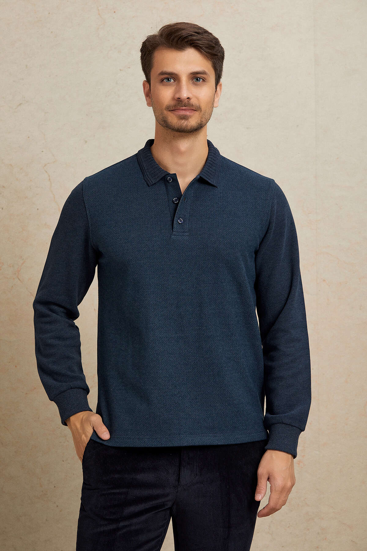 Indigo Polo Sweatshirt - SMILE