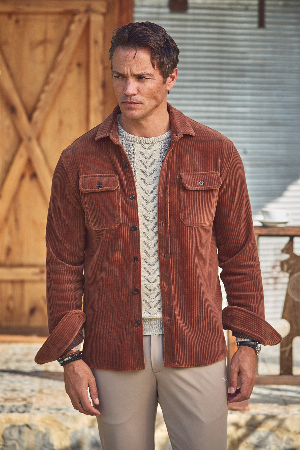 Kiremit Pamuklu Kadife Dış Gömlek - SMILE