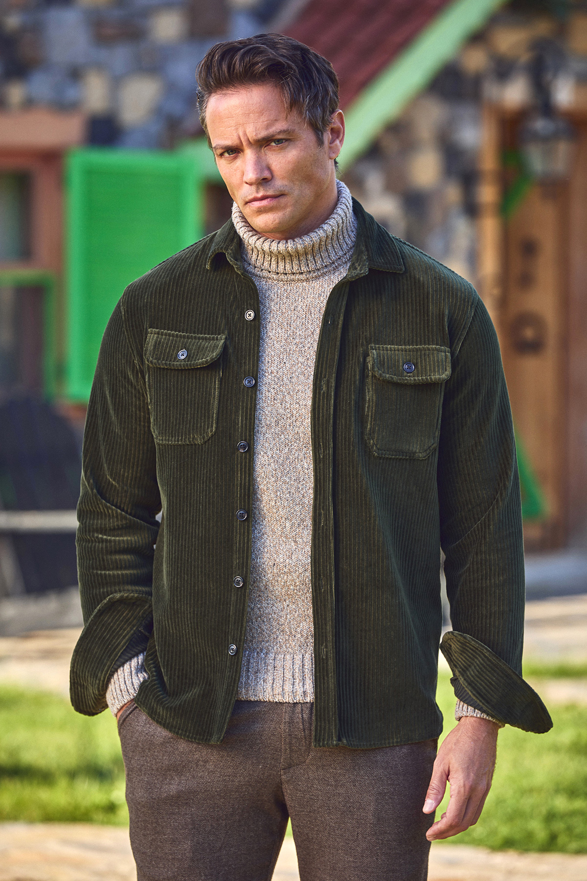 Yeşil Pamuklu Üst Gömlek - SMILE