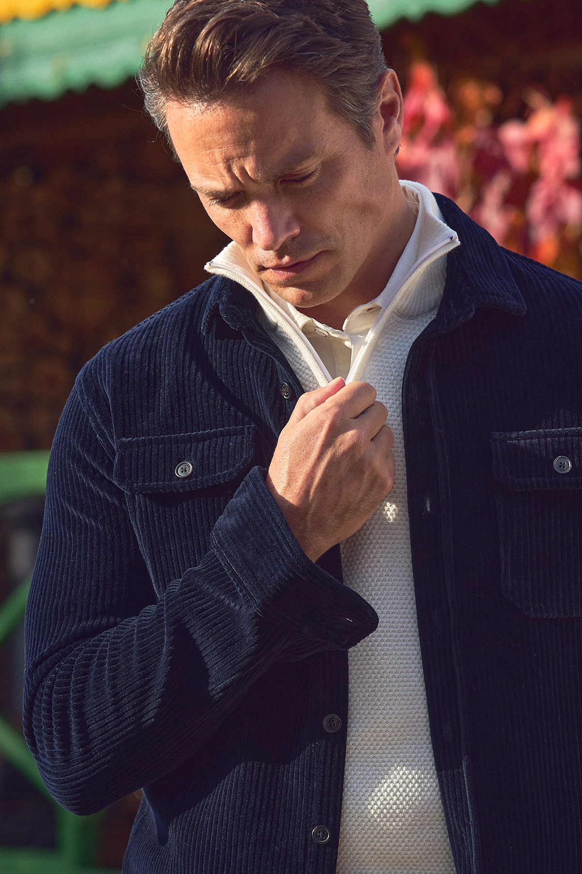 Lacivert Pamuklu Kadife Dış Gömlek - SMILE (2)