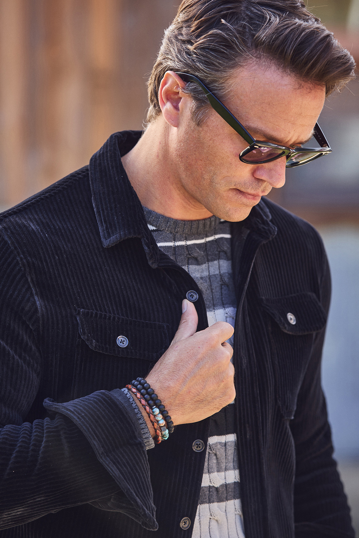 Siyah Pamuklu Kadife Dış Gömlek - SMILE (2)