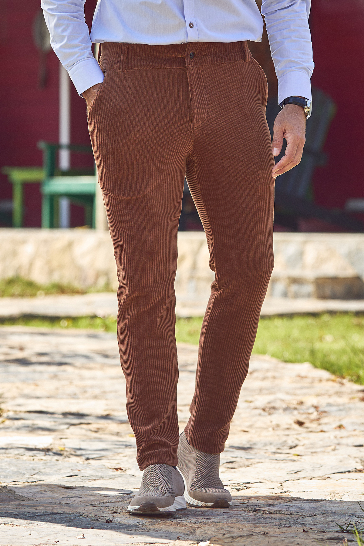 Kiremit Pamuklu Kadife Pantolon - SMILE