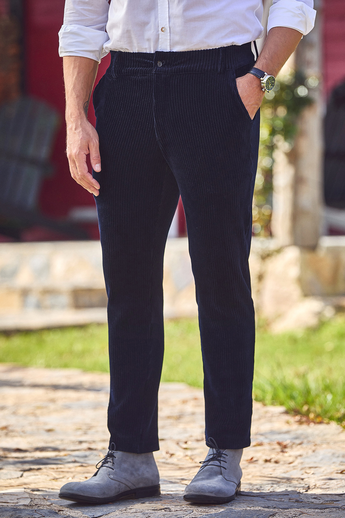 Lacivert Pamuklu Kadife Pantolon - SMILE (2)