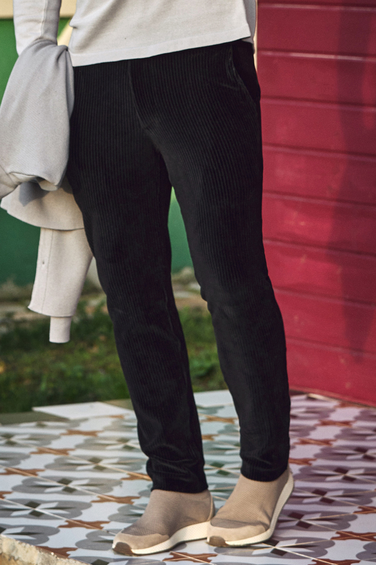 Siyah Pamuklu Kadife Pantolon - SMILE