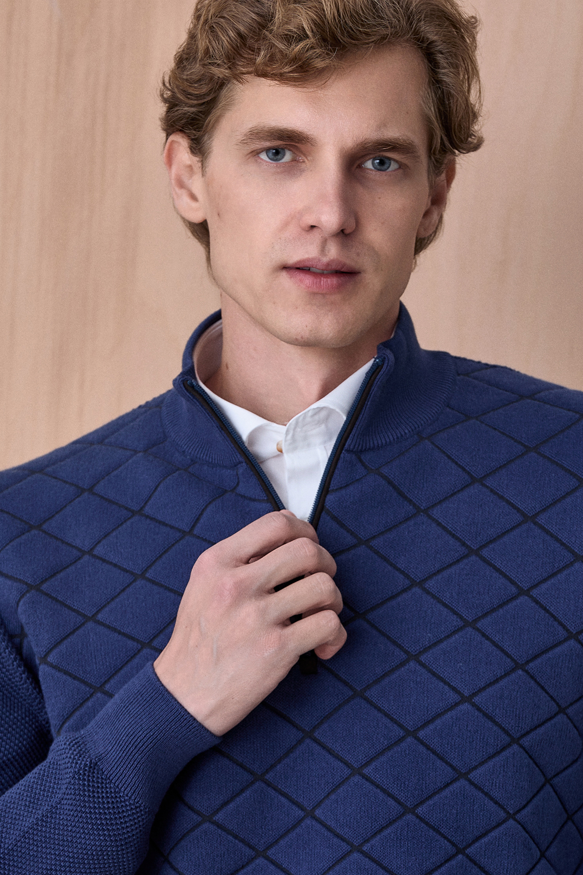 Indigo Pamuklu Kısa Fermuarlı Triko - SMILE (2)