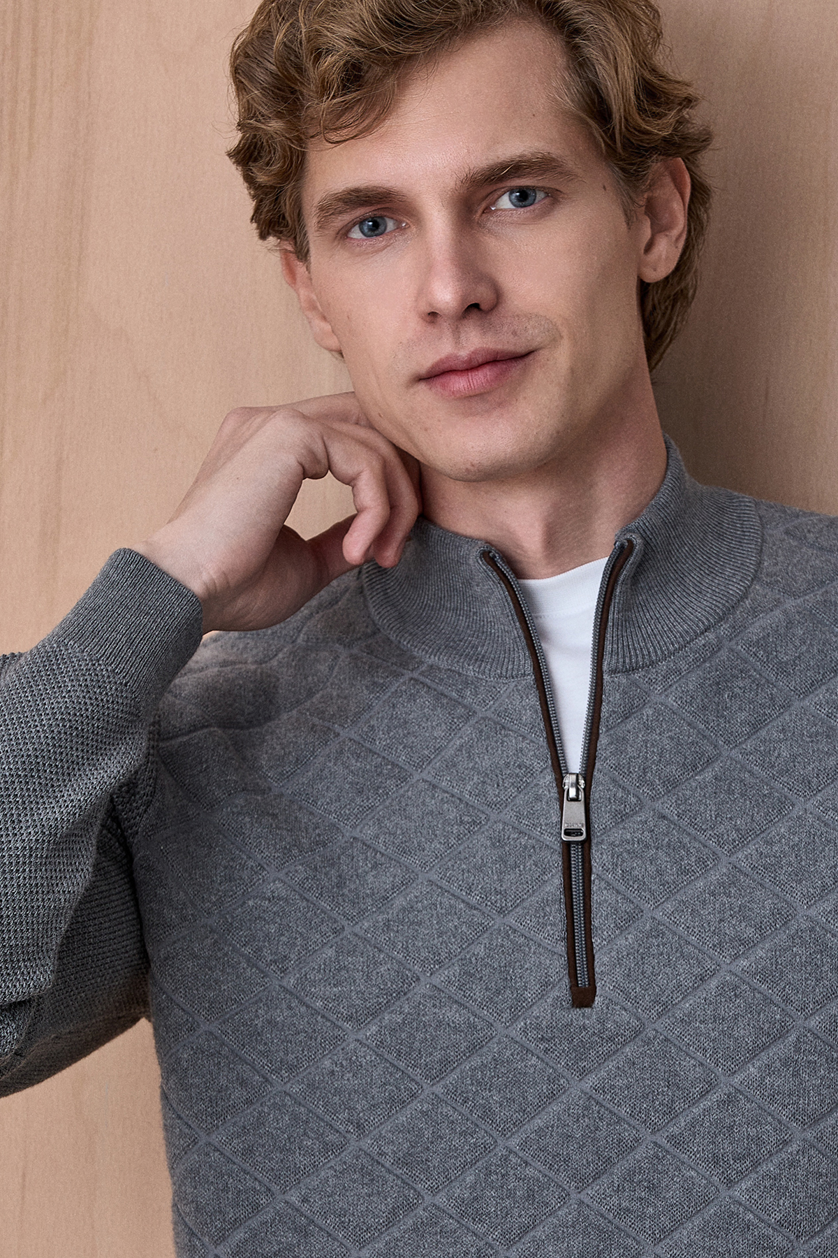 Koyu Gri Pamuklu Kısa Fermuarlı Triko - SMILE (2)