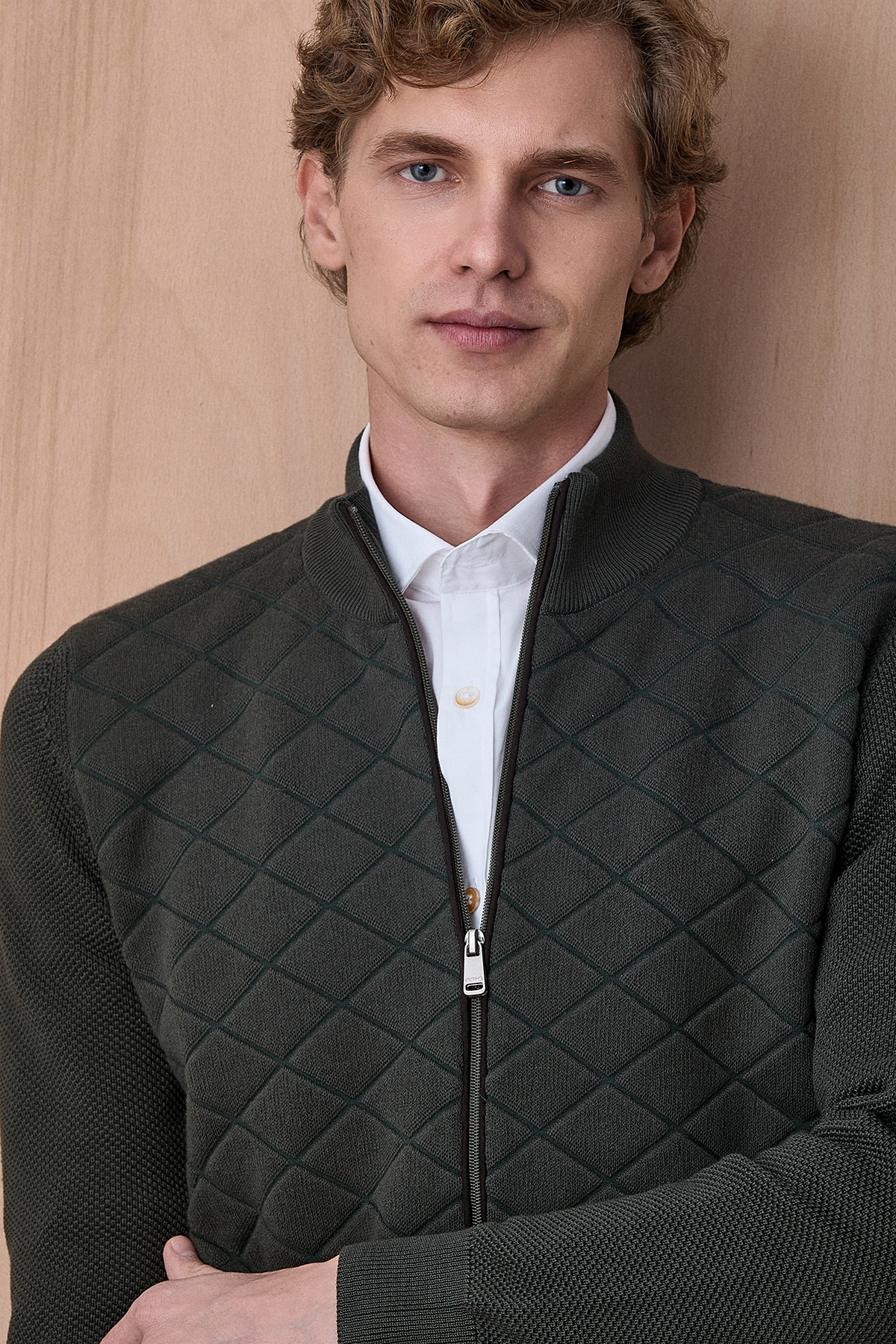 Koyu Yeşil Pamuklu Fermuarlı Triko - SMILE (2)