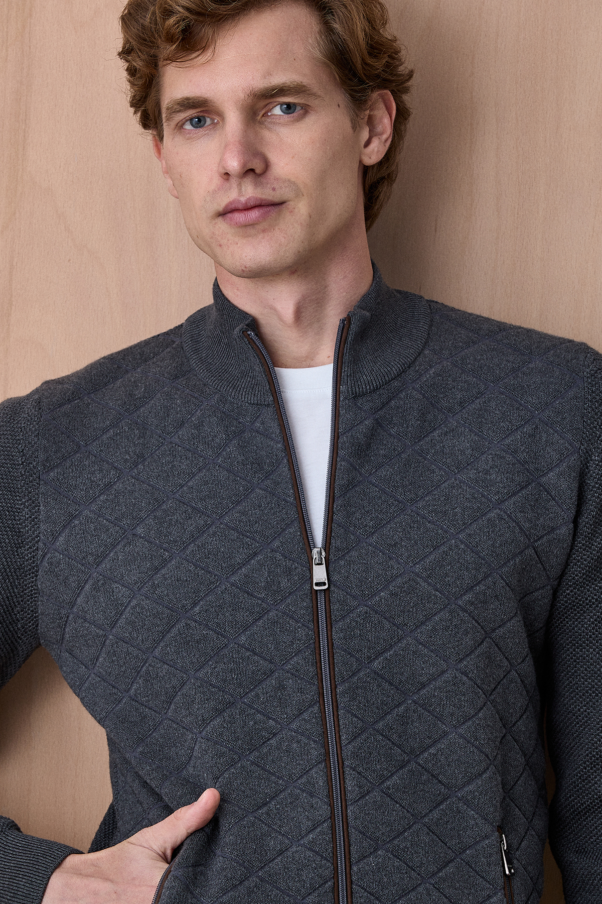 Antrasit Pamuklu Fermuarlı Triko - SMILE (2)