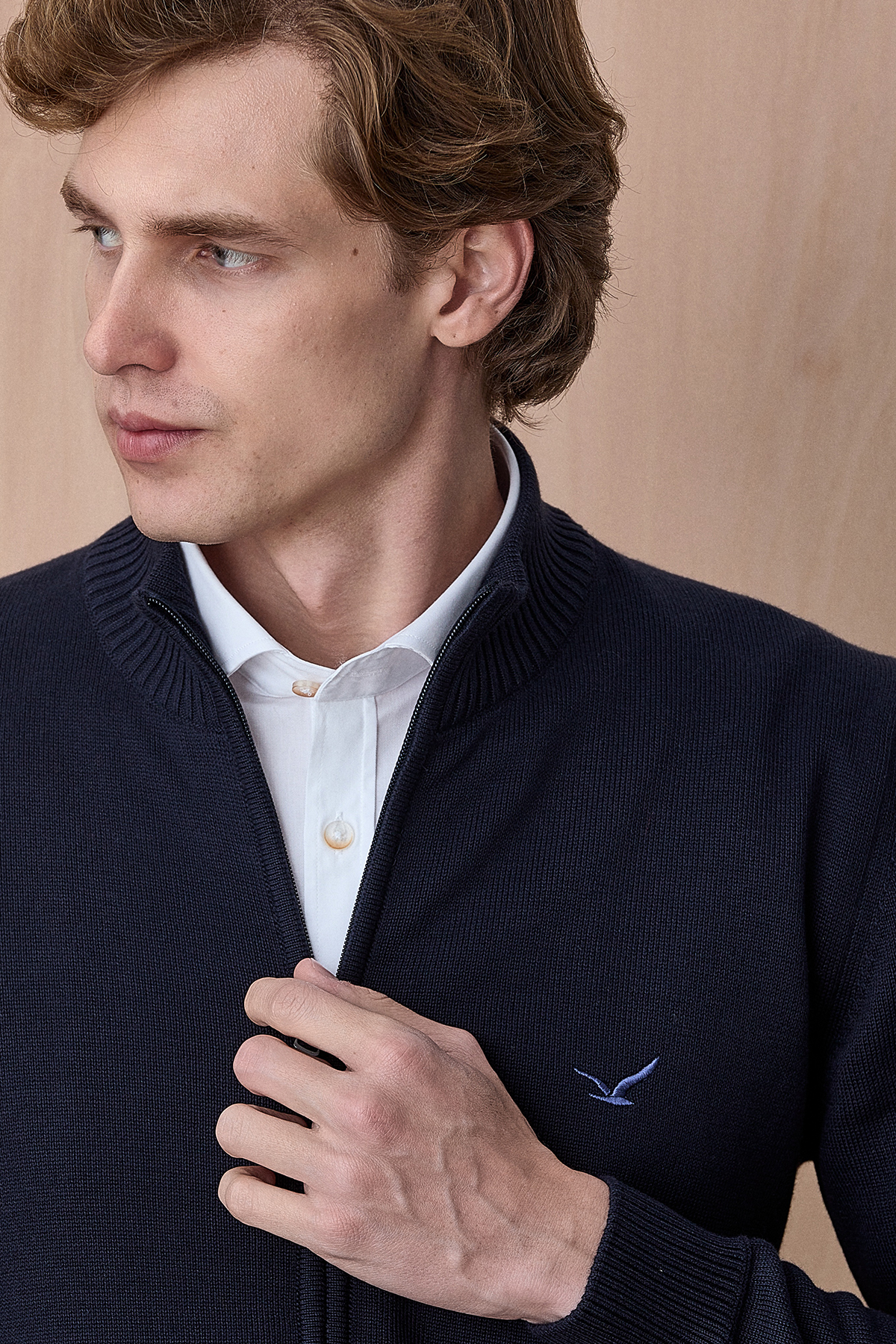 Lacivert %100 Pamuk Örgü Hırka - SMILE (2)