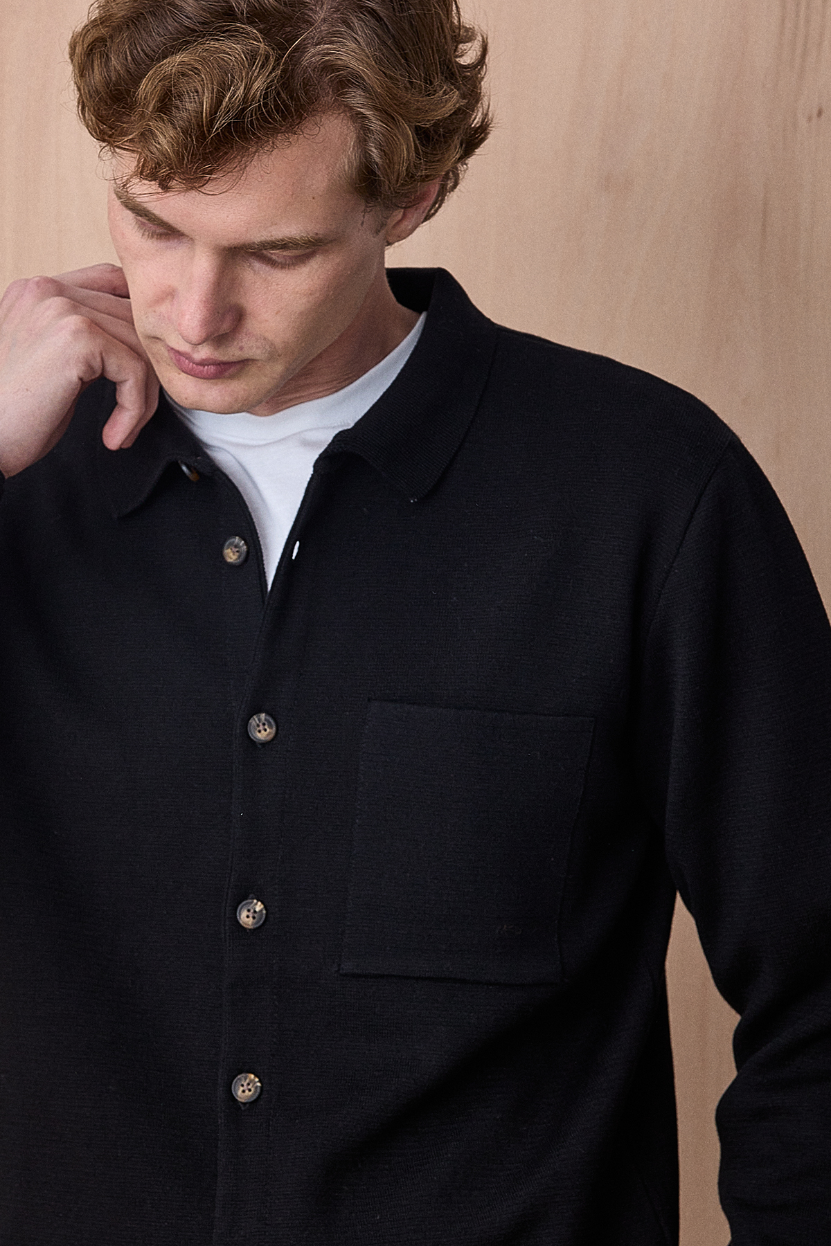 Siyah %100 Pamuk Örme Gömlek - SMILE (2)