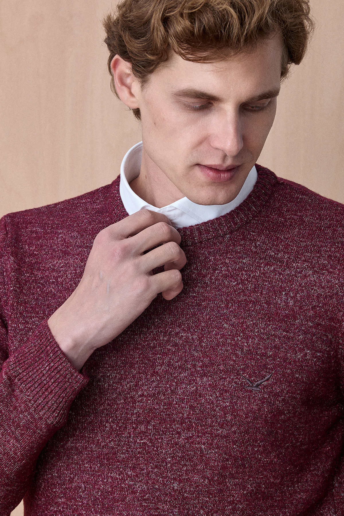 Bordo Pamuklu Bisiklet Yaka Triko - SMILE (2)