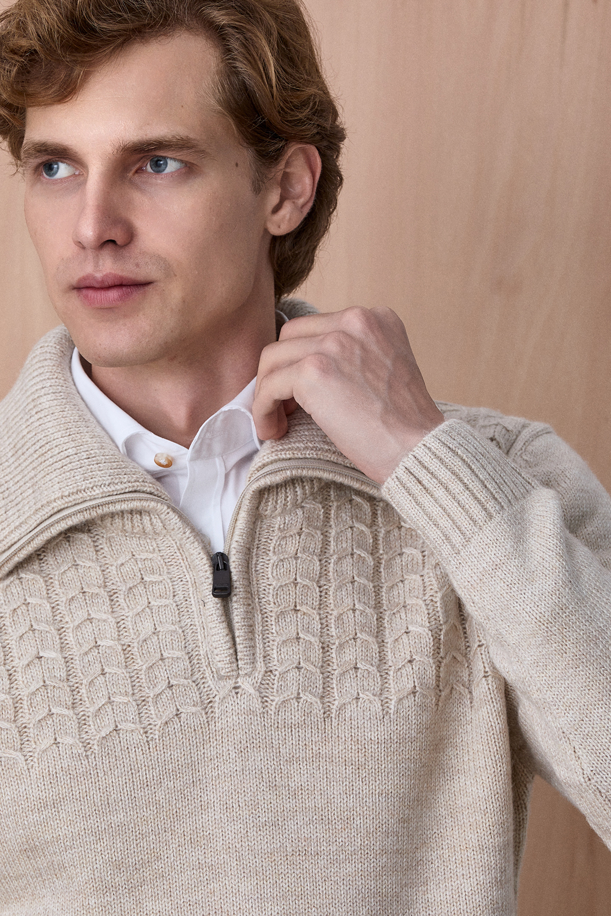 Bej Pamuklu Fermuarlı Triko - SMILE (2)