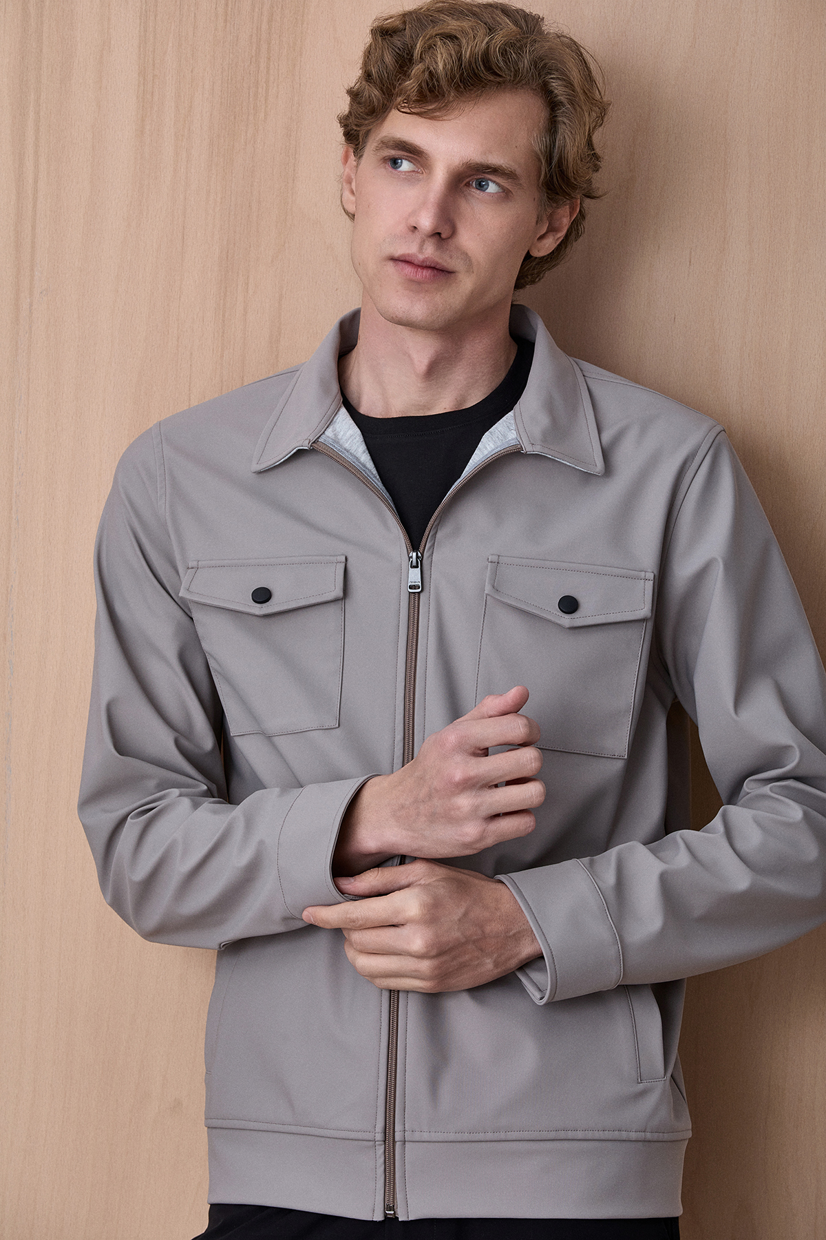 Gri Fermuarlı Mont - SMILE